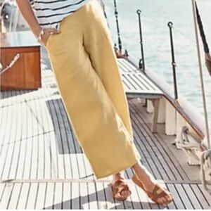 J. Jill Love linen wide leg crop linen pants yellow gold Small Petite